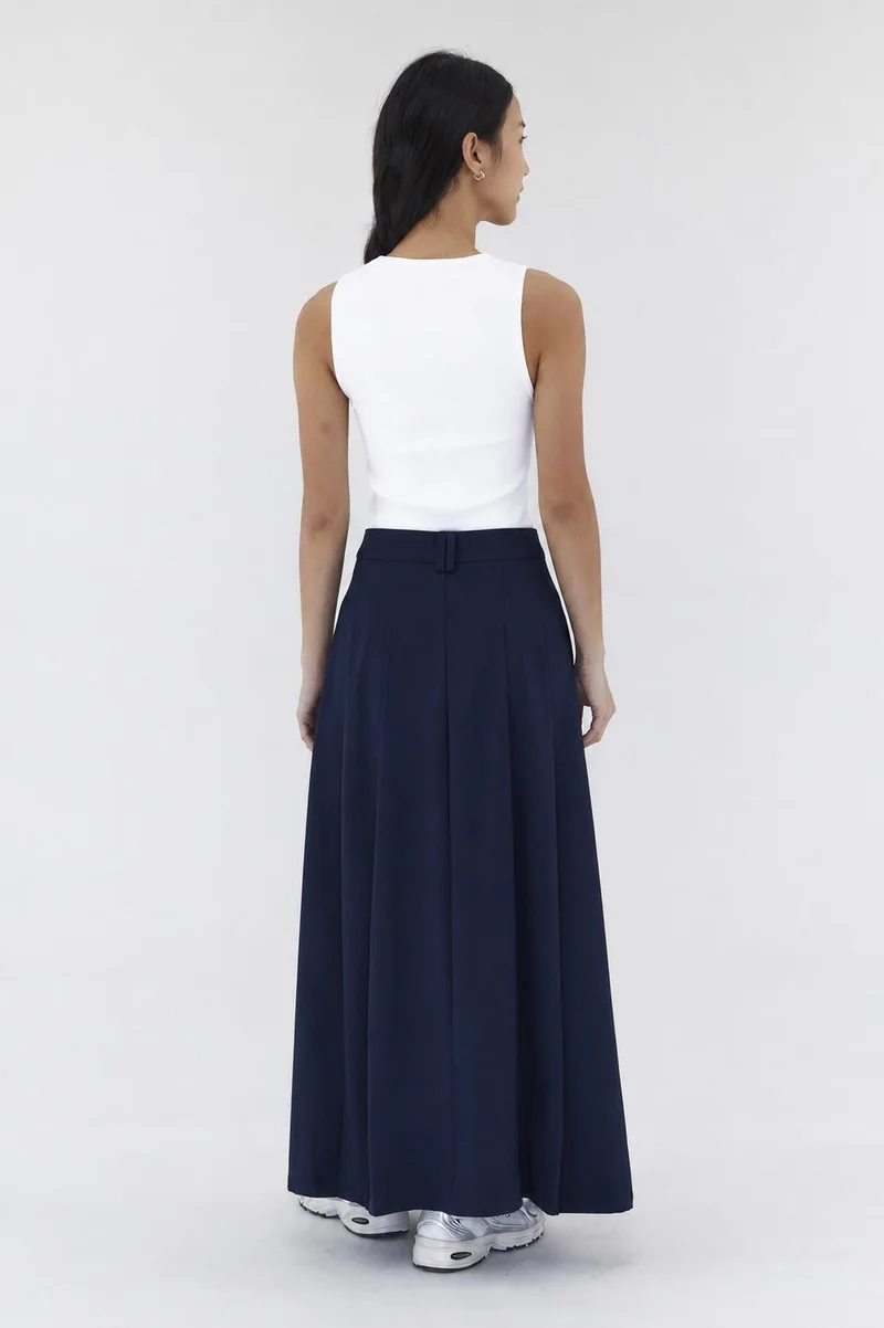 ذا اديتورز ماركت Juna Mid-Rise A-Line Skirt - Navy