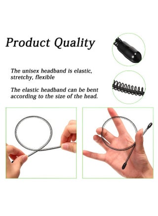 6 Pieces Metal Headbands with 5 Elastics for Men and Women Fashion Headband, Unisex Wavy Hair Bands Outdoor Sports Head Bands Simple Elastic Non-Slip Hair Accessories - view 3