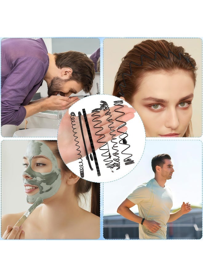 Lesha 6 Pieces Metal Headbands with 5 Elastics for Men and Women Fashion Headband, Unisex Wavy Hair Bands Outdoor Sports Head Bands Simple Elastic Non-Slip Hair Accessories - Image 5