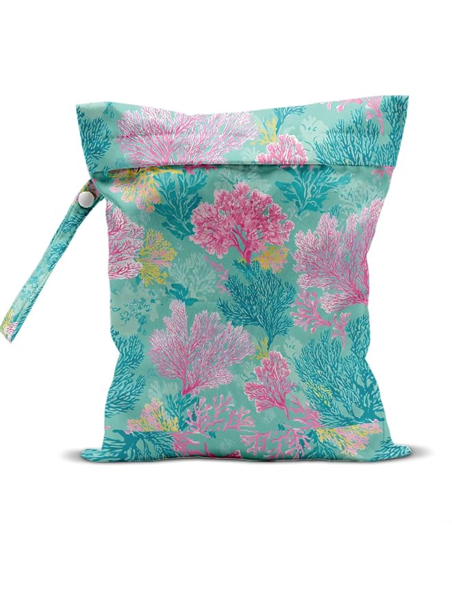 S-TOP Coral Wet Bag, Wet Dry Bags for Swimsuit Beach Travel Pool Bathing Diapers Dirty Yoga Gym Clothes Toiletries, Reusable Waterproof BagOnly 3 left 11.5611.56 - Image 1
