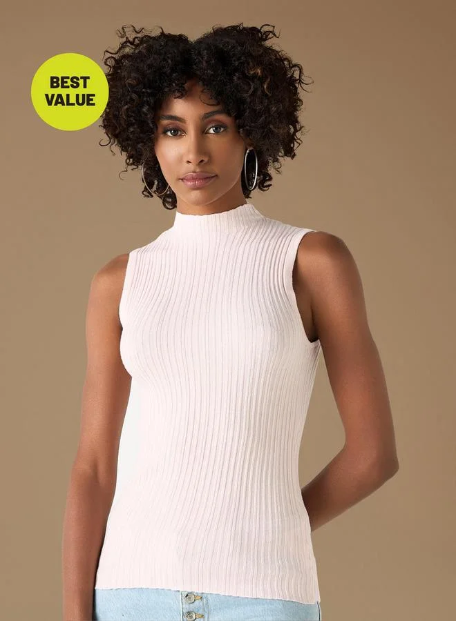 2Xtremz 2Xtremz Ribbed Sleeveless Sweater with High Neck