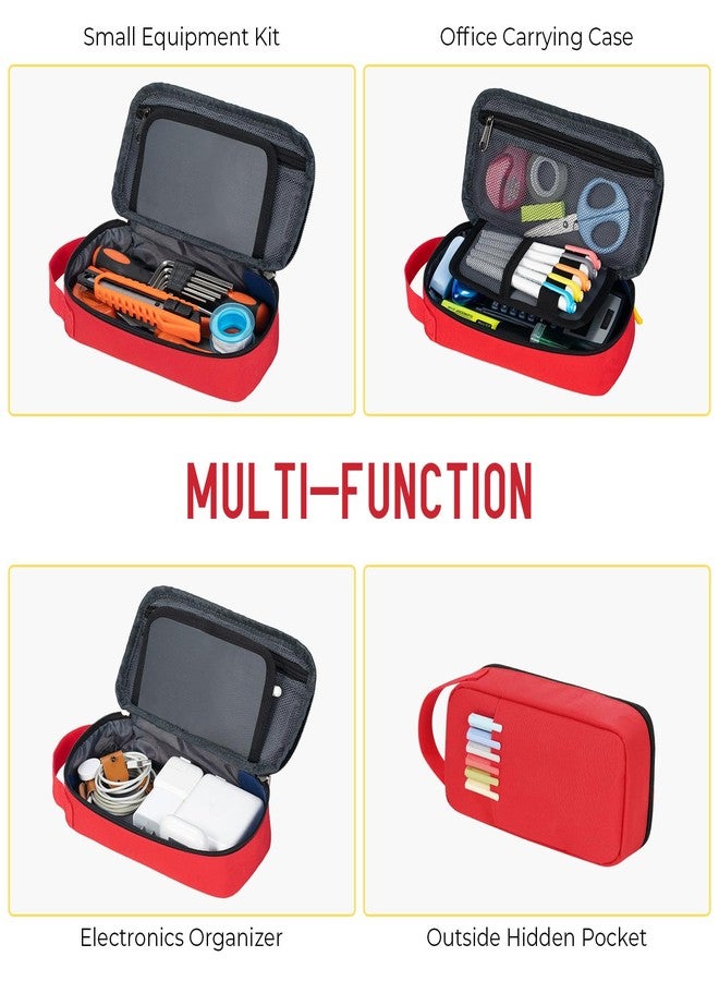 ECHSRT Big Pencil Case, Aesthetic Portable Zipper Pencil Bag with Hidden Pocket, Special Pouch for Men Women Adults, Stationery Organizer Pen Cases for Office Travel, Red - Image 4