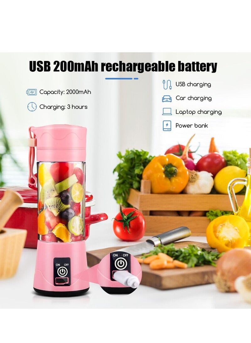 أب ستايل خلاط محمول صغير قابل لإعادة الشحن عبر USB – كوب عصير سموثي بسعة 380 مل مع 6 شفرات ثلاثية الأبعاد، قوي لسحق الثلج، خلاط لاسلكي للسفر لتحضير العصائر، السموثي والمزيد  - Image 4