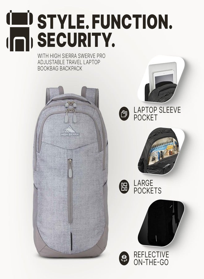 High Sierra Swerve Pro Backpack with Laptop Pocket and Tablet Sleeve, Silver Heather, Medium, Modern - Image 3