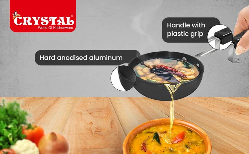 Crystal Aluminium Hard Anodised Tadka Pan | Durable | Dishwsher Safe | - Image 2