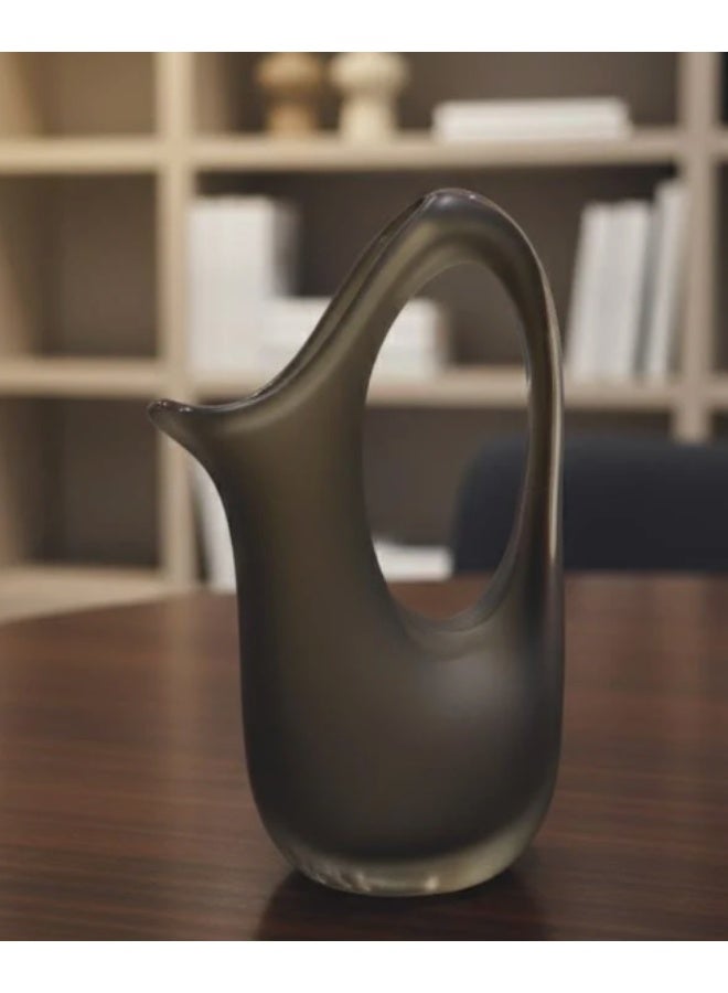 AKDC Brown Glass Vase – 24 cm Classic Smooth Decorative Vase - Image 1