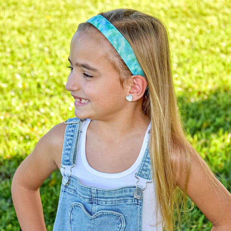 FROG SAC Headbands for Girls - 6 Adjustable No Slip Head Bands for Kids, Athletic Sport Hair Bands for Women, Stretch Elastic Headband, Fabric Hair Accessories for Children (Tie Dye 2) - Image 2
