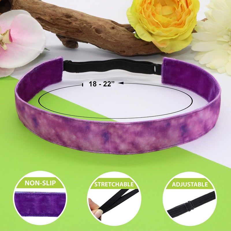 FROG SAC Headbands for Girls - 6 Adjustable No Slip Head Bands for Kids, Athletic Sport Hair Bands for Women, Stretch Elastic Headband, Fabric Hair Accessories for Children (Tie Dye 2) - Image 4