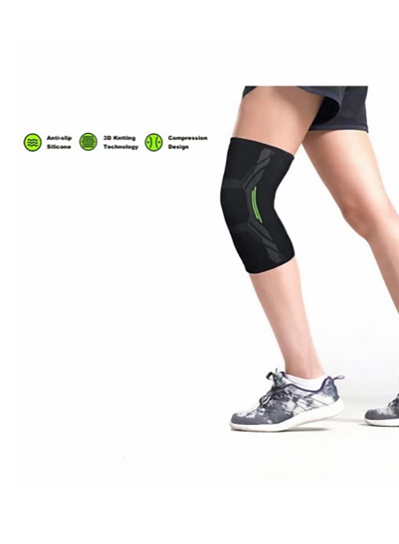 Bukela Knee Brace, 2 Pcs Knee Support Brace for Men & Women, Knee Compression Sleeve for Running, Pain Relief (Size XL, Black Green) - Image 5