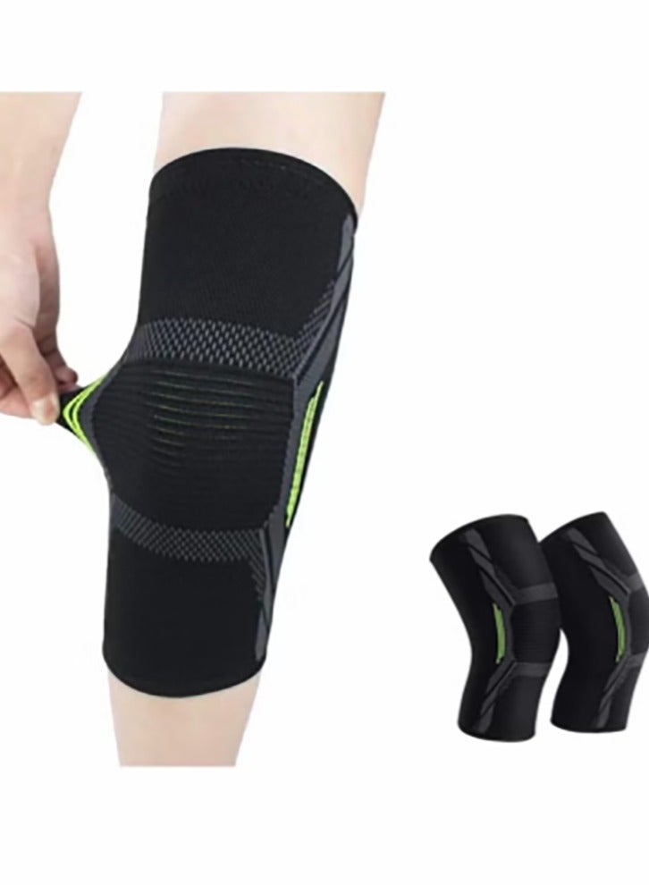 Bukela Knee Brace, 2 Pcs Knee Support Brace for Men & Women, Knee Compression Sleeve for Running, Pain Relief (Size XL, Black Green) - Image 2