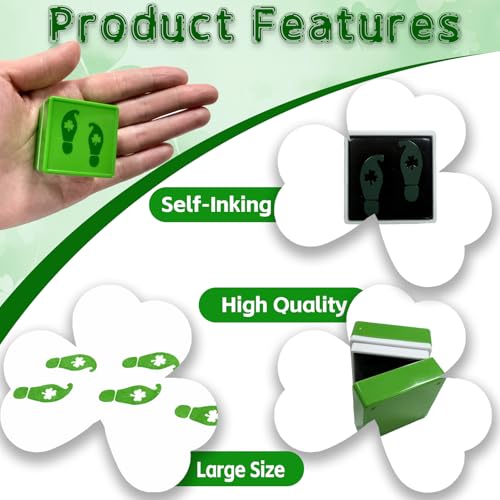 Ldmfcpa St. Patrick’s Day Leprechaun Footprints Self-Inking Rubber Stamp – Mini Green Elf Feet Shamrock Stamp for Leprechaun Trap, DIY Crafts, Journals & Holiday Decorations - Image 3