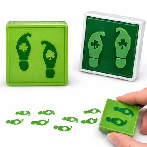 Ldmfcpa St. Patrick’s Day Leprechaun Footprints Self-Inking Rubber Stamp – Mini Green Elf Feet Shamrock Stamp for Leprechaun Trap, DIY Crafts, Journals & Holiday Decorations - Image 1