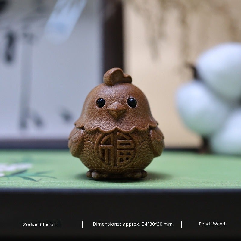 Cute Wood 12‑Zodiac Animal Keychain Pendant,Hand‑Carved Wooden Tassel Bag Charm Hanging Ornament Gift - Image 1