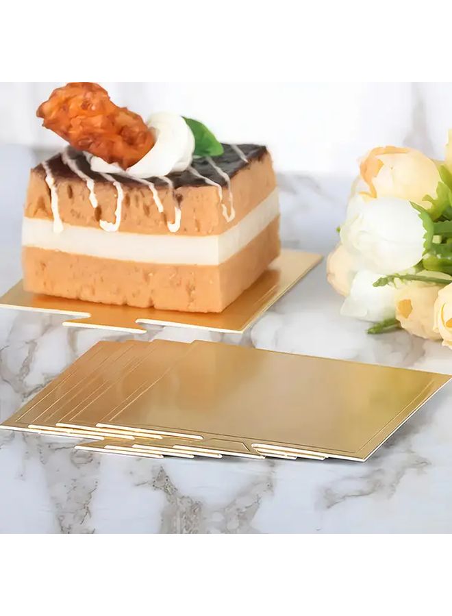 50 Pcs Square 2.7 Inch Golden Mini Cake Paper Boards Food Grade Durable Disposable Cupcake Boards with Easy Grip Handle for Wedding Birthday Party Dessert Display - Image 4
