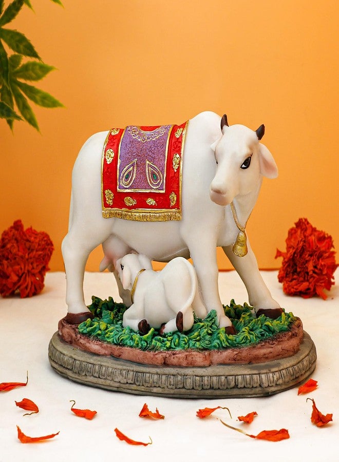 BangBangDa Hindu God Kamdhenu Cow with-Calf - 6.7”L Indian Idol Cow Murti Ideal Gift for Indian Family Friend Birthday Diwali Housewarming Wedding Home Temple Mandir Altar Pooja Item - Image 1