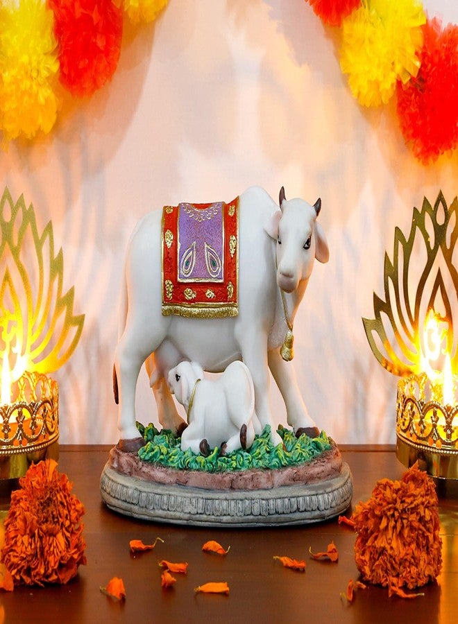 BangBangDa Hindu God Kamdhenu Cow with-Calf - 6.7”L Indian Idol Cow Murti Ideal Gift for Indian Family Friend Birthday Diwali Housewarming Wedding Home Temple Mandir Altar Pooja Item - Image 4