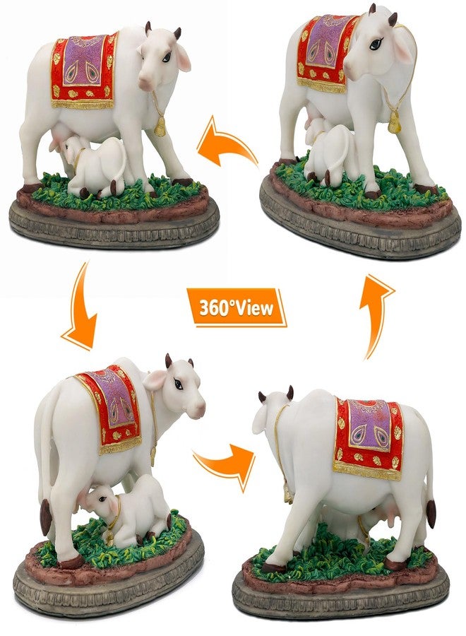 BangBangDa Hindu God Kamdhenu Cow with-Calf - 6.7”L Indian Idol Cow Murti Ideal Gift for Indian Family Friend Birthday Diwali Housewarming Wedding Home Temple Mandir Altar Pooja Item - Image 5