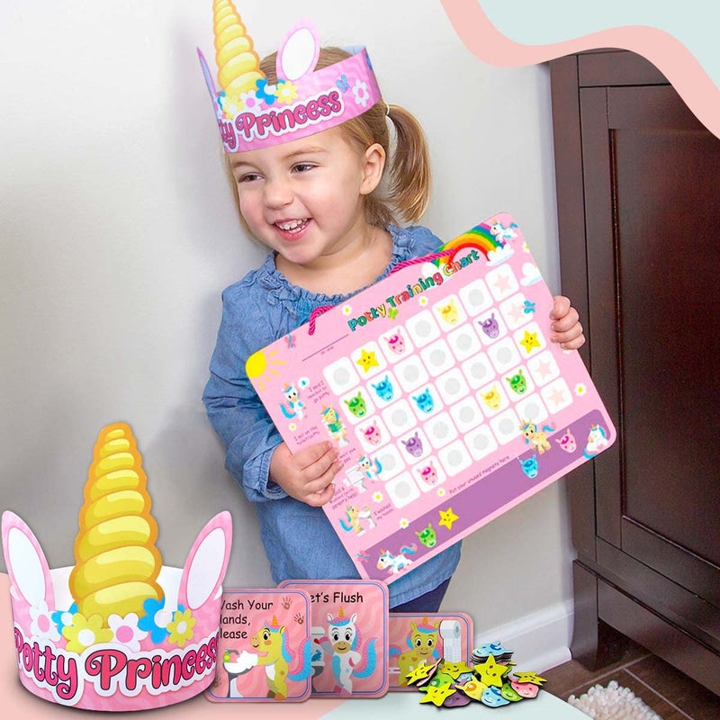 بوتسكا Bundle Dino  Unicorn Potty Training Chart for Toddler, Sticker Chart for Kids Potty Training, A Reward Chart for Kids, Reward Sticker Chart Kids Toilet Training, Potty Chart for Boys  Girls - Image 3