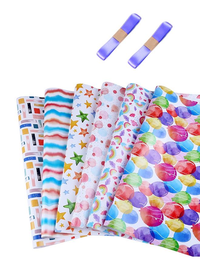 8-Piece Set Wrapping Paper,Wrapping Paper Set includes Ribbon and Coated Wrapping Paper Used to Wrap Gifts for Important Family and Friends in Birthday Party Wedding All Occasion - 50x70cm - Image 1
