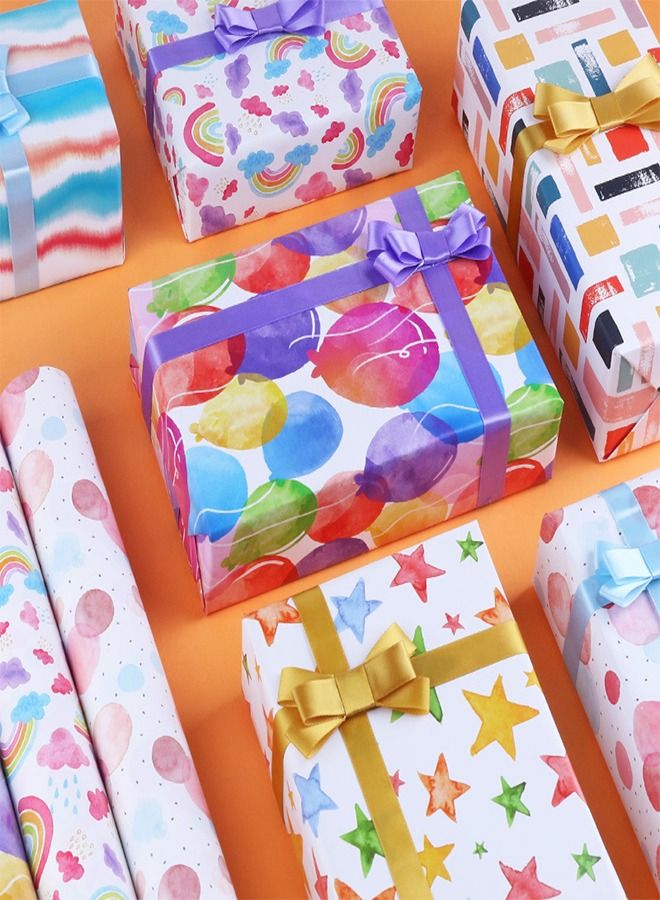 8-Piece Set Wrapping Paper,Wrapping Paper Set includes Ribbon and Coated Wrapping Paper Used to Wrap Gifts for Important Family and Friends in Birthday Party Wedding All Occasion - 50x70cm - Image 4