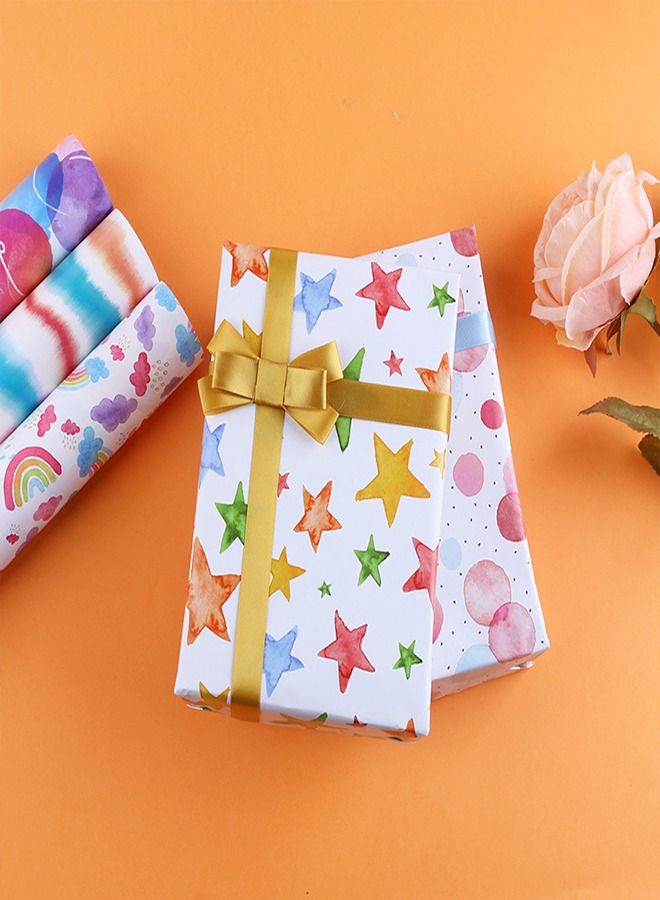 8-Piece Set Wrapping Paper,Wrapping Paper Set includes Ribbon and Coated Wrapping Paper Used to Wrap Gifts for Important Family and Friends in Birthday Party Wedding All Occasion - 50x70cm - Image 5
