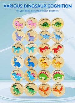 GROIC Wooden Memory Matching Game, 24PCS Dinosaurs Matching Wooden Cards, Kids Memory Game, Find the Same Dinosaurs Memory Cognitive Training Observation Puzzle Game  - Image 3