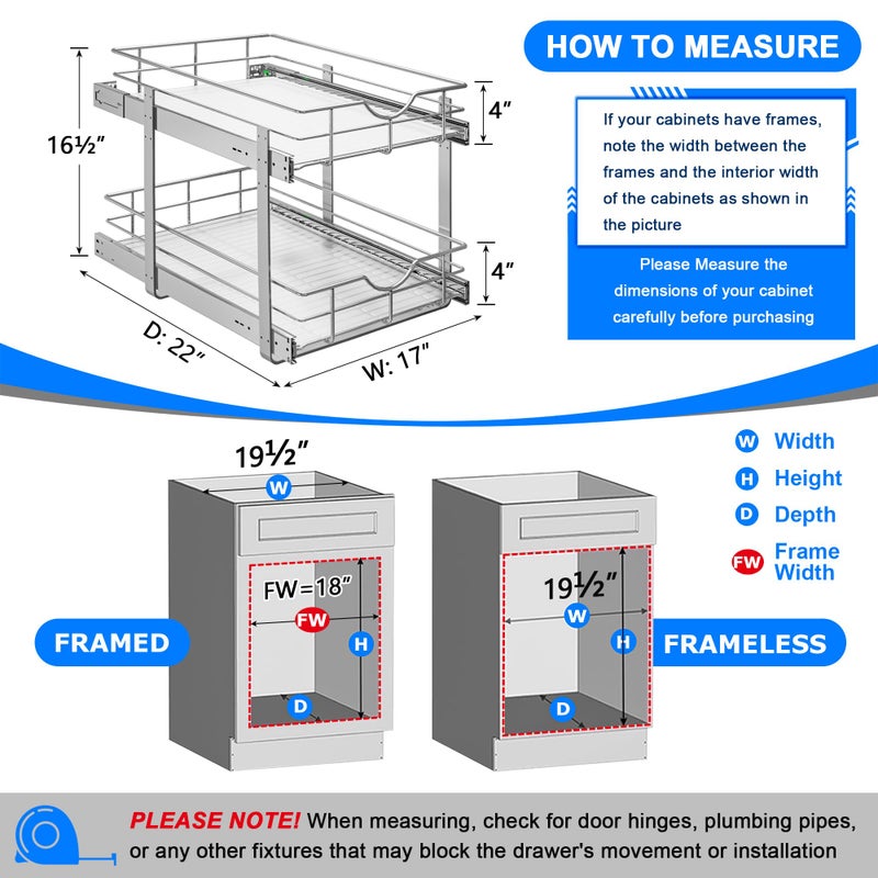 WelFurGeer 2-Tier Kitchen Cabinet Pullout Shelf and Drawer Organizer, Soft Close Pantry Pull Out Shelves, Heavy Duty Pull Out Cabinet Organizer with Shelf Liner for Kitchen Cabinets, Pantry Storage - Image 5