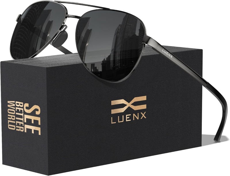 LUENX Aviator Sunglasses for Men Women Polarized - UV400 Protection, Stylish Shades 59 MM, Driving, Outdoor Activities - Image 1