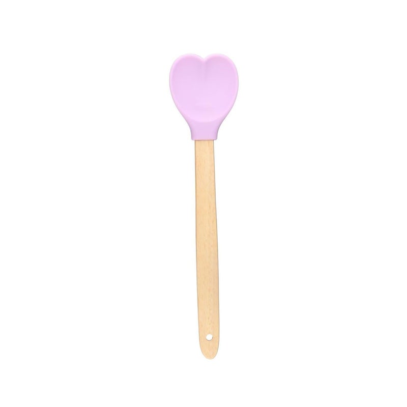 1Pc Heart Shaped Silicone Spatulas Wood Spoon Baking Spatula with Wooden Handle for Mixing Cooking Baking Stirring Servingpurple