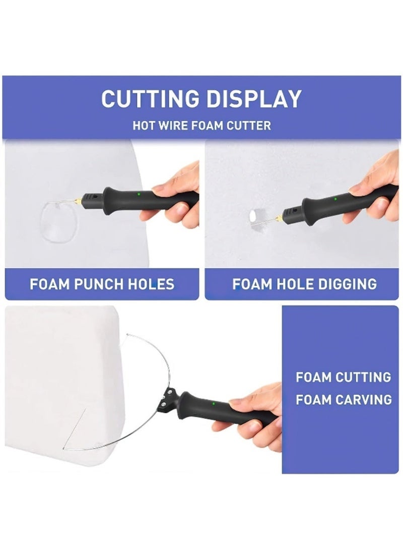 excitat 4 in 1 Electric Foam Cutter with Hot Wire, Carving & Retaining Tips, Overheat Protection, LED Light for Smooth Cutting, 20W, Foam Cutter Tool, for EPE, EPS, Sponge, KT Board, DIY Crafts (British Standard) - Image 2