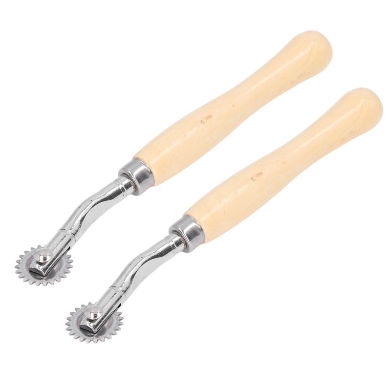 Tracing Wheel Stainless Steel Roller Pine Wood Handle - Straight Line Operation for DIY Leather Crafts - Image 3