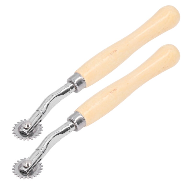 Tracing Wheel Stainless Steel Roller Pine Wood Handle - Straight Line Operation for DIY Leather Crafts - Image 2