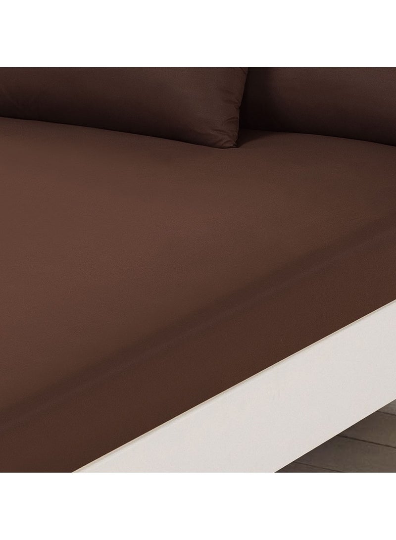 Cotton Bed Sheet Set - 240x235 Cm –5 Pcs -brown - Image 2