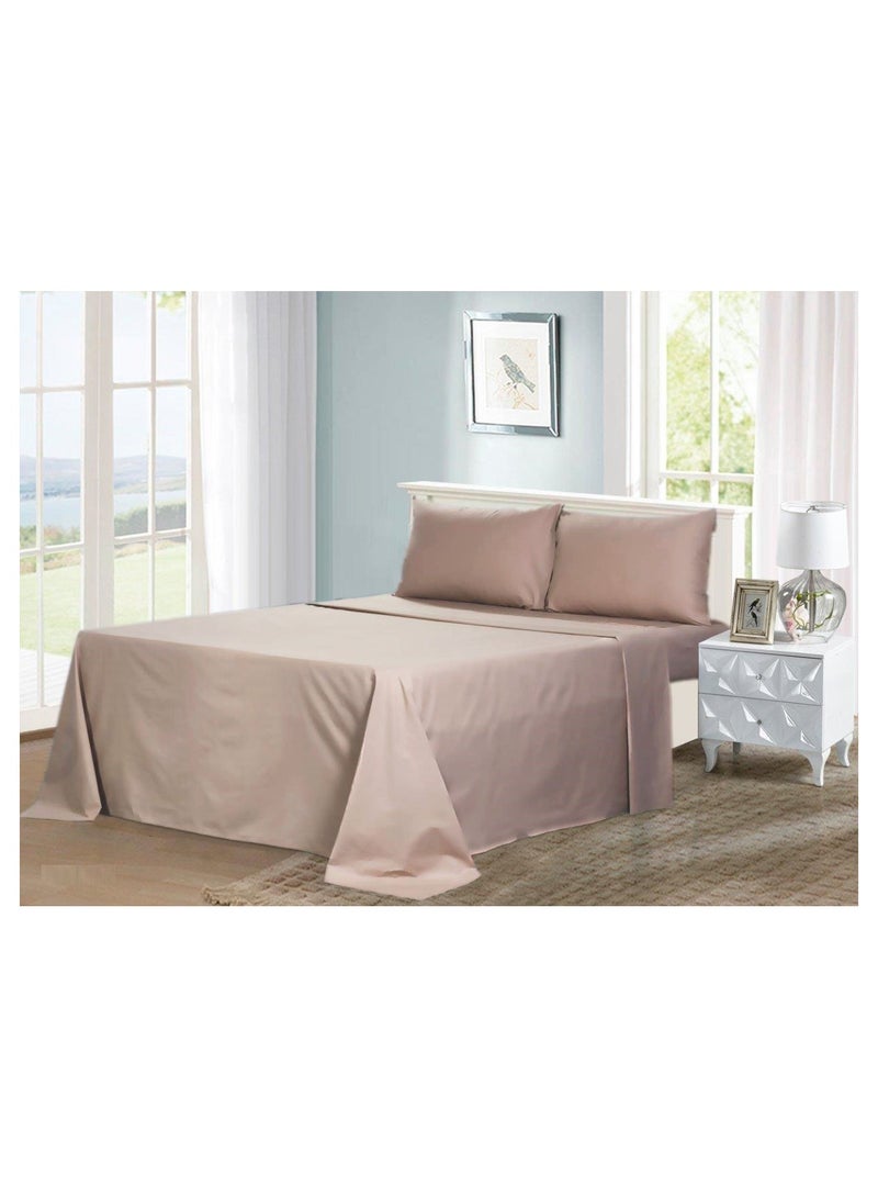 Cotton Bed Sheet Set - 240x235 Cm –5 Pcs -brown - Image 3