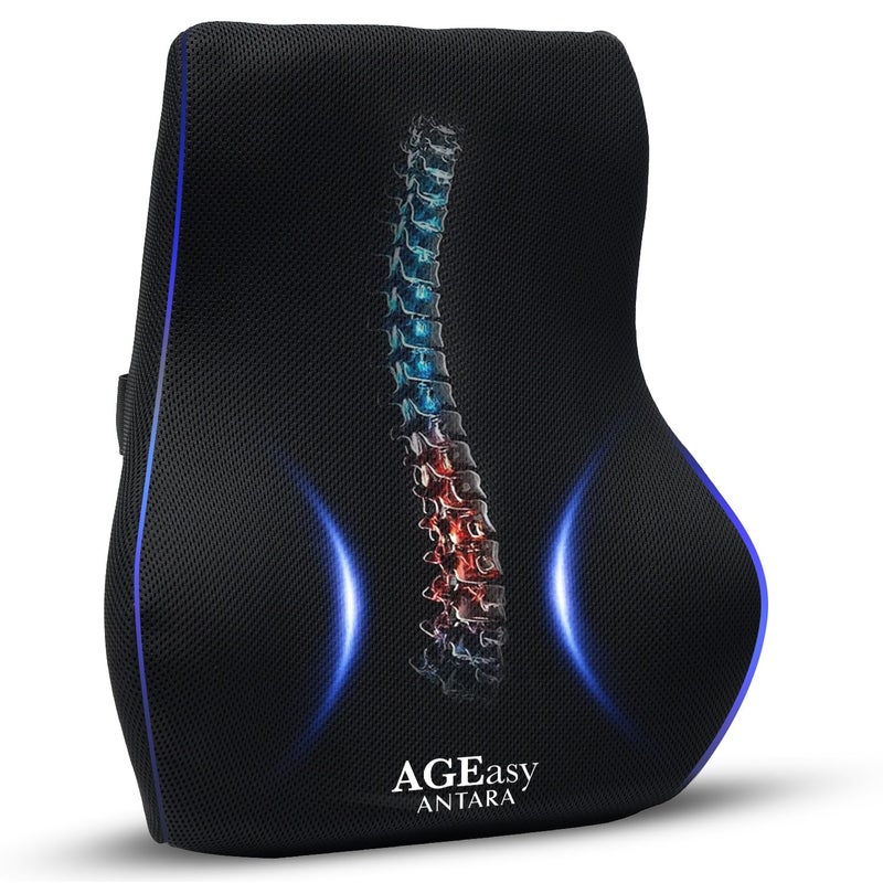 AGEasy Max Group Lumbar Back Support Orthopedic Lumbar Support for Back Pain Relief High Density Memory Foam Black