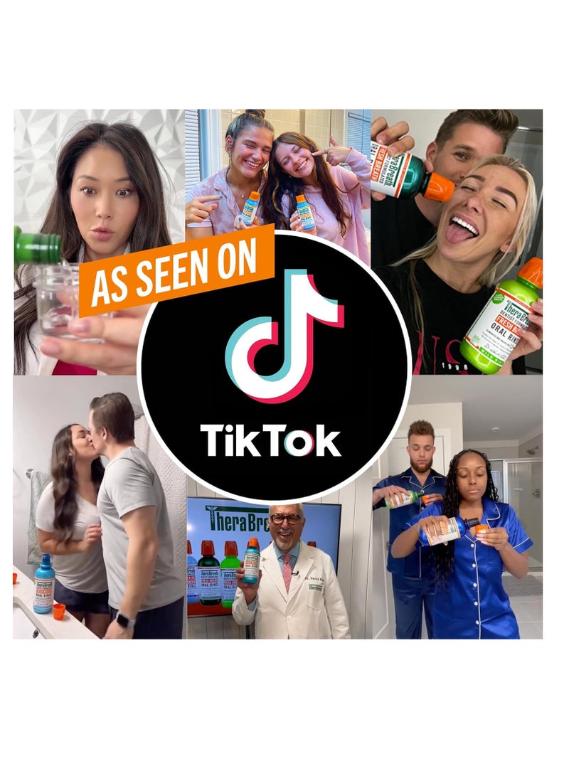 Therabreath غسول الفم TheraBreath Deep Clean، مضاد لالتهاب اللثة، مطهر، بنكهة النعناع المنعش، تركيبة أطباء الأسنان، خالٍ من الكحول، 16 أونصة سائلة (عبوة من قطعتين) - Image 1