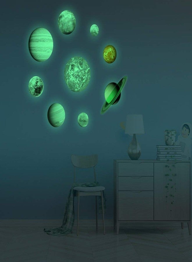 LiveGallery 9pcs Removable Glow in The Dark Planet Wall Stickers Sun Earth and so on Glowing Planets Wall Decals Peel Stick Art Decor for Walls Ceiling Kids Bedroom Living Room Nursery Girls and Boys - Image 5