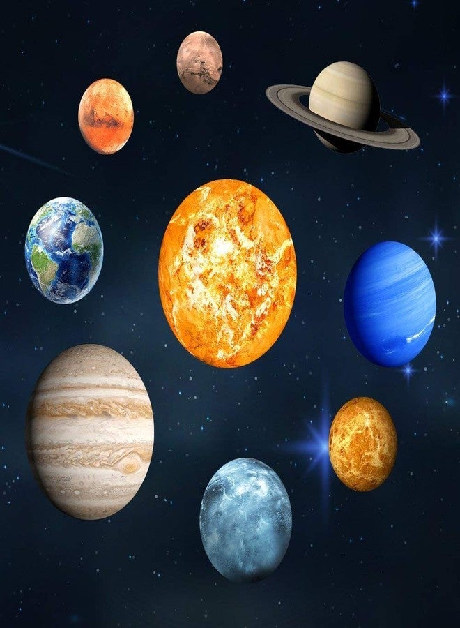LiveGallery 9pcs Removable Glow in The Dark Planet Wall Stickers Sun Earth and so on Glowing Planets Wall Decals Peel Stick Art Decor for Walls Ceiling Kids Bedroom Living Room Nursery Girls and Boys - Image 1