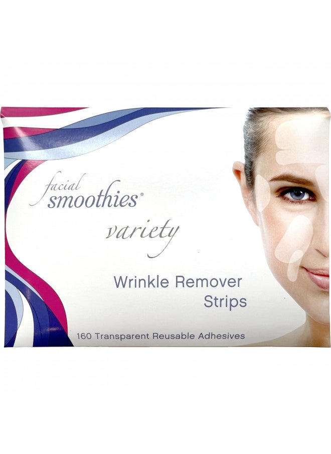 Smoothies Facial VARIETY Wrinkle Remover Strips, 160 anti wrinkle patches in 6 shapes