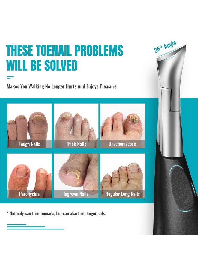 RONAVO Nail Clippers Set-Toenail Clippers for Thick Nails - Heavy Duty Professional Thick & Ingrown Toe Nail Clipper, Large Toenail Scissors for Elderly/Mens/Women,Long Handle Safety RONAVO(Black) - Image 3