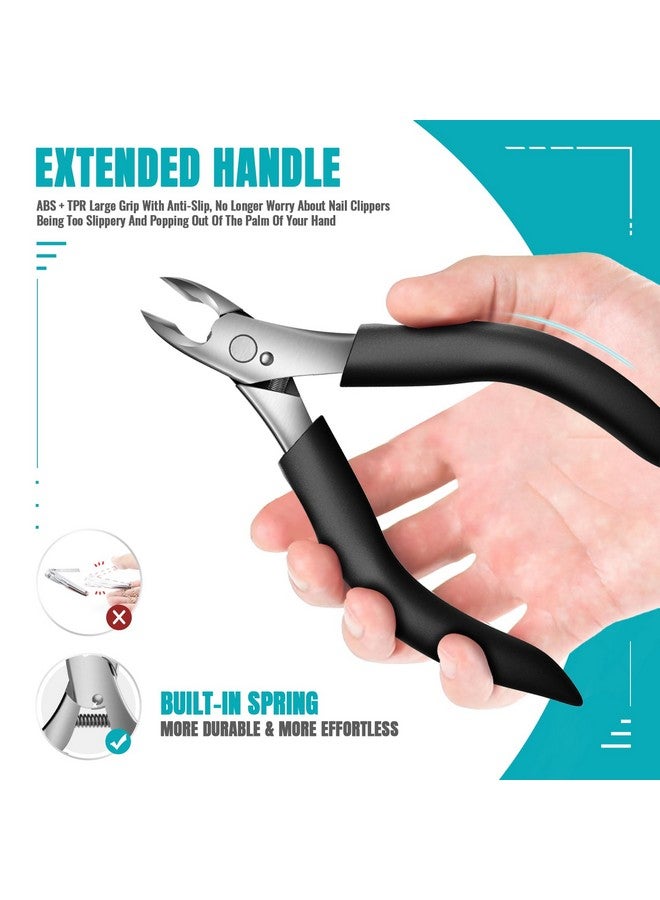 RONAVO Nail Clippers Set-Toenail Clippers for Thick Nails - Heavy Duty Professional Thick & Ingrown Toe Nail Clipper, Large Toenail Scissors for Elderly/Mens/Women,Long Handle Safety RONAVO(Black) - Image 5