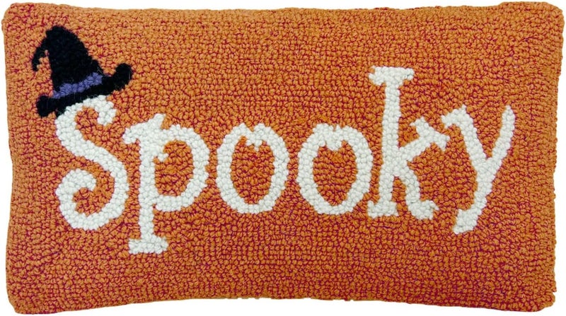 Decorvo Multiple options Hand Hooked Halloween Pillow - 9X16 inches Throw Pillow for Couch or Dorm (Spooky) Varied global sizing picks - Image 1