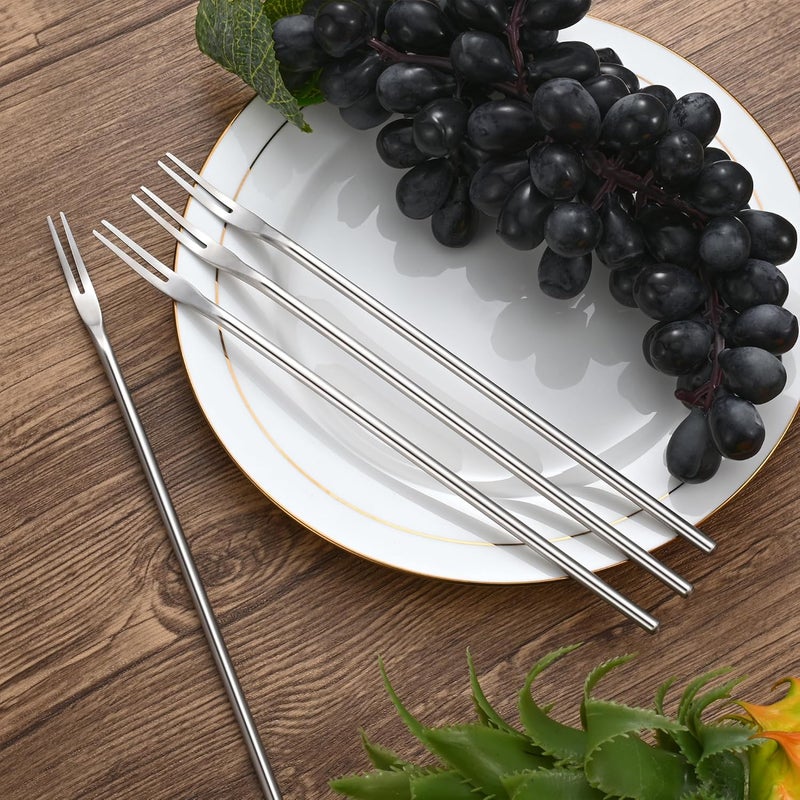 luvtree 4-Pack 8.7" Stainless Steel 2-Tine Pickle Forks – Long Handle Cocktail, Olive, Appetizer, Fruit, Dessert, Salad & Seafood Forks – Ideal for Jar, Buffet, Bar, Kitchen & Party – Dishwasher Safe - Image 4