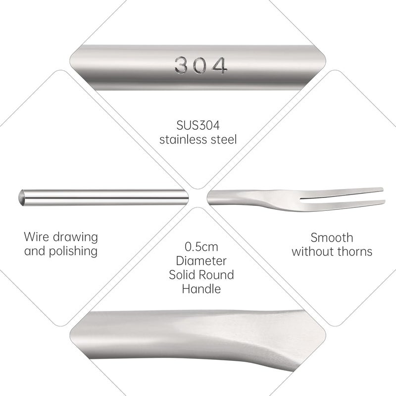 luvtree 4-Pack 8.7" Stainless Steel 2-Tine Pickle Forks – Long Handle Cocktail, Olive, Appetizer, Fruit, Dessert, Salad & Seafood Forks – Ideal for Jar, Buffet, Bar, Kitchen & Party – Dishwasher Safe - Image 3