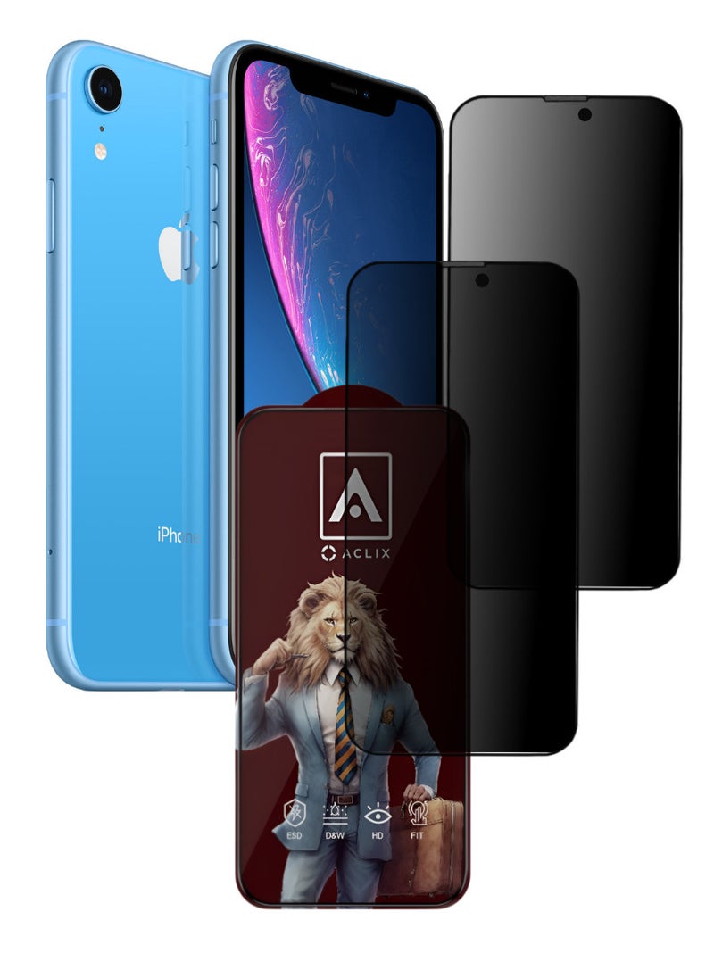 ACLIX 2 Pieces Antistatic ESD Dustproof Premium Quality High Definition Anti-Spy Privacy Tempered Glass Screen Protector Designed For  iPhone XR - Image 1