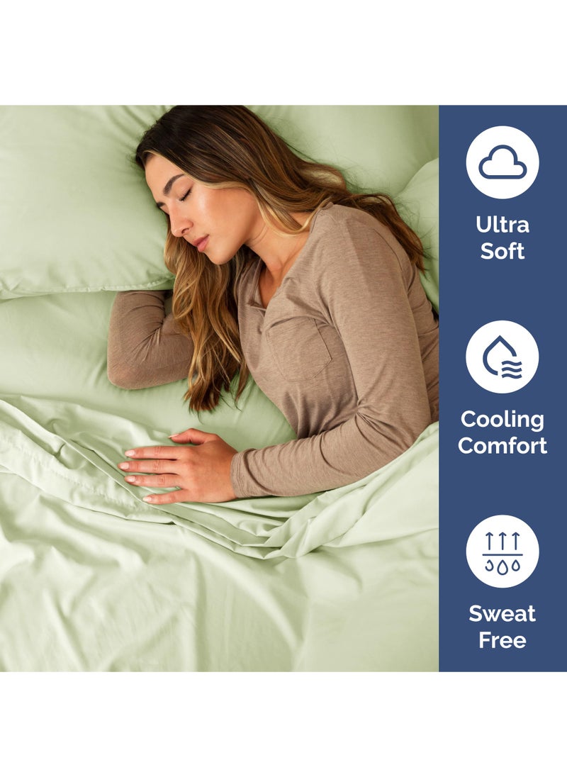 Extra Deep King Sheet Set - 6 Piece Breathable & Cooling Sheets - Hotel Luxury Bed Sheets Set - Easy & Secure Fit - Soft  Wrinkle Free & Comfy Sheets Set - Light Sage Sheet Set with Extra Deep Pockets