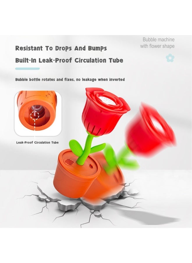 جوي وورلد ماكينة صنع الفقاعات الأوتوماتيكية، ماكينة صنع الفقاعات العمودية في الهواء الطلق مع إضاءة وموسيقى، ماكينة صنع الفقاعات على شكل زهرة الورد القابلة لإعادة الشحن، لحفلات الزفاف في أعياد الميلاد - Image 5