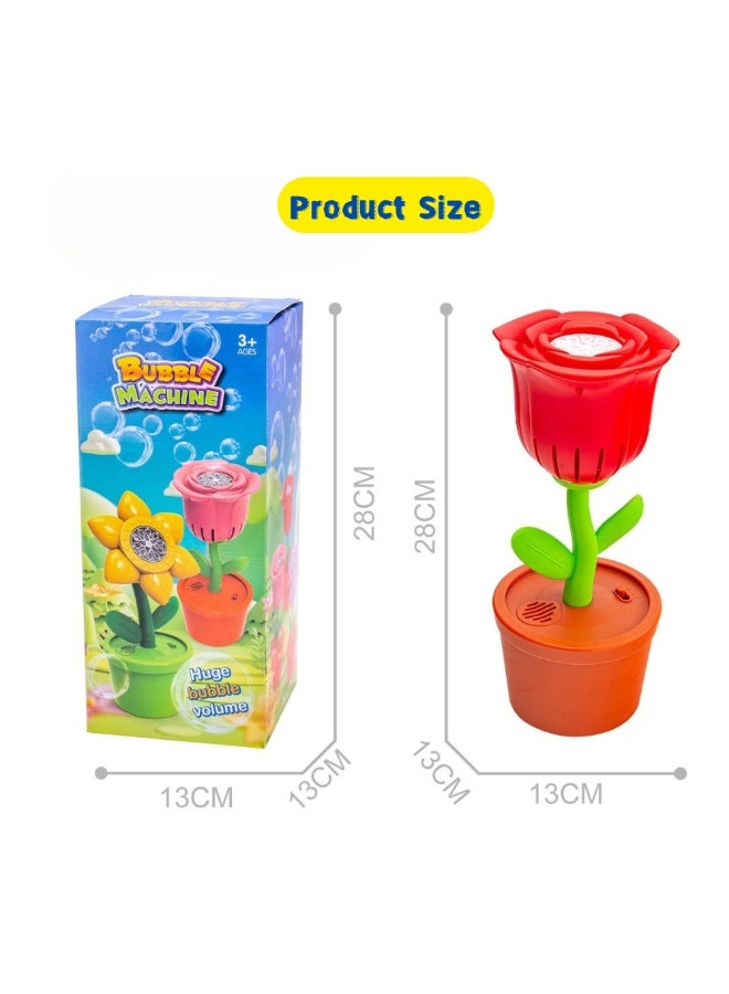 جوي وورلد ماكينة صنع الفقاعات الأوتوماتيكية، ماكينة صنع الفقاعات العمودية في الهواء الطلق مع إضاءة وموسيقى، ماكينة صنع الفقاعات على شكل زهرة الورد القابلة لإعادة الشحن، لحفلات الزفاف في أعياد الميلاد - Image 3