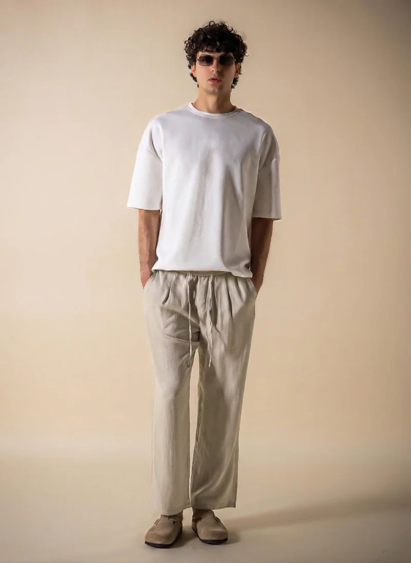 SHAPES PLEATED COTTON TROUSERS