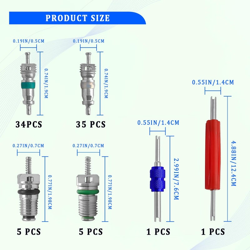 NOTISH 102PCS A/C R12 R134a Car Air Conditioner Valve Core Seal Kit, Refrigeration Tire Valve Stem Cores Repair Kit Double Head Dual Dismantling Installer Tool - Image 3